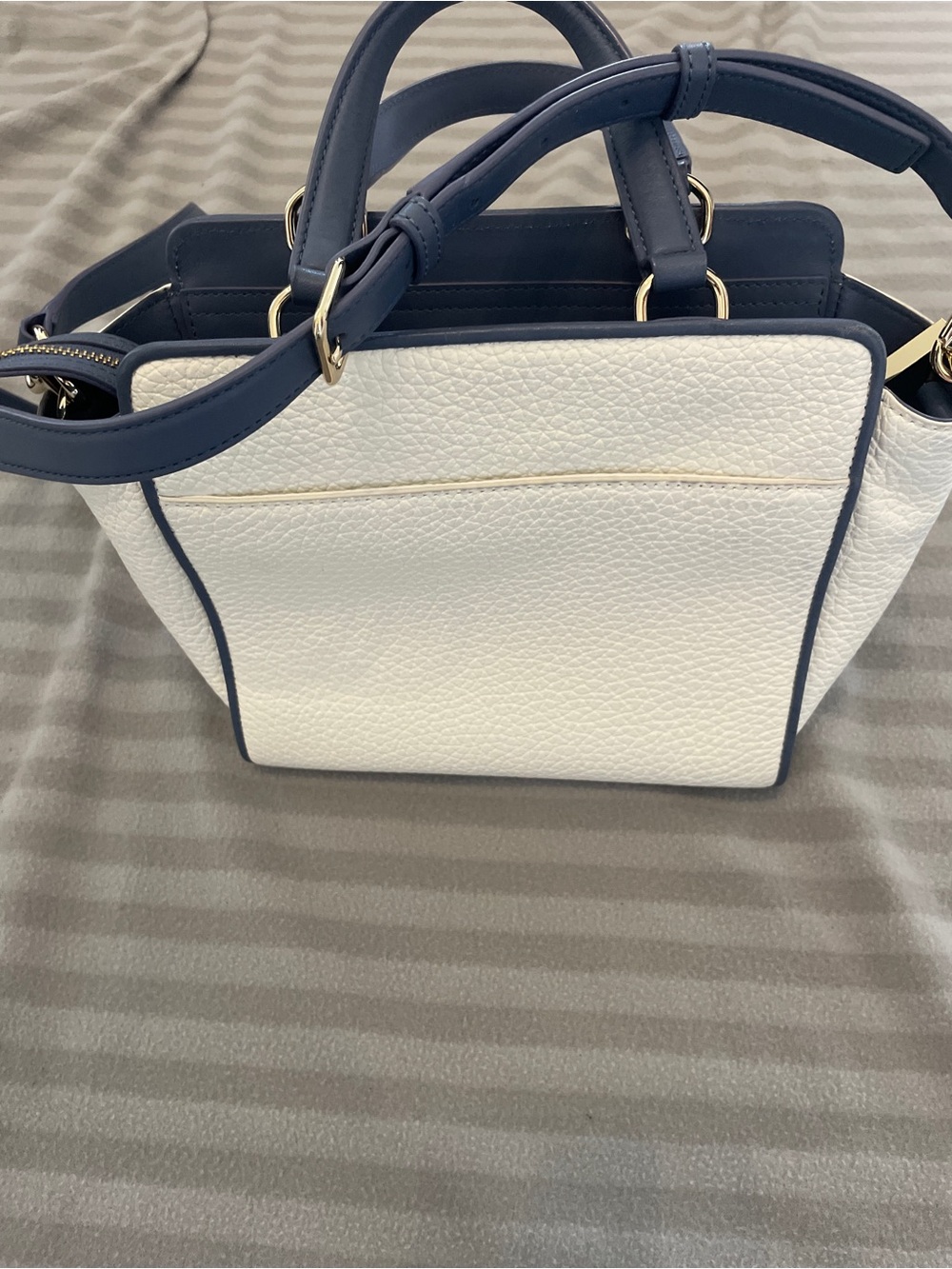 kate spade Cream, Blue & Gray Snake-Texture Top-Handle Satchel - Picture 8 of 9